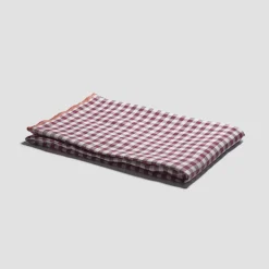 Berry Gingham 100% Linen Tablecloth