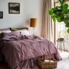 Berry Gingham Linen Blend Duvet Cover