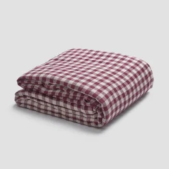 Berry Gingham Linen Blend Duvet Cover