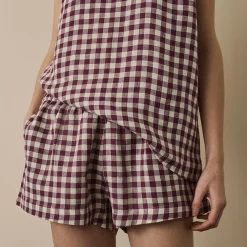 Berry Gingham Linen Cami Set