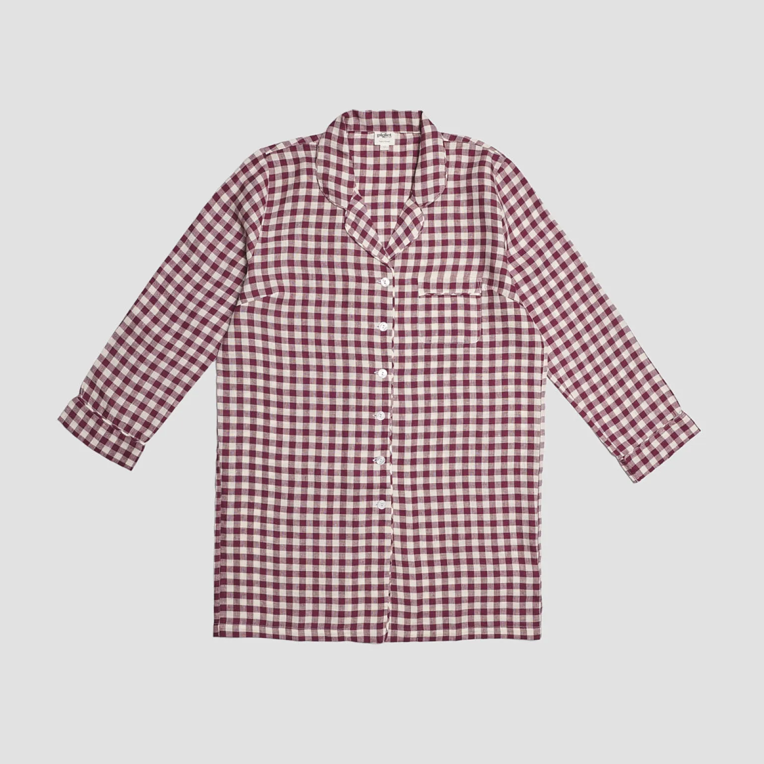 Berry Gingham Linen Night Shirt