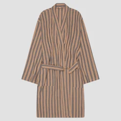 Blue & Porcini Striped Linen Robe