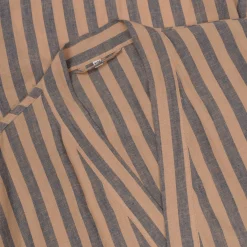 Blue & Porcini Striped Linen Robe