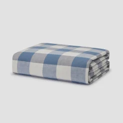 Blueberry Emsworth Plaid Linen Blend Duvet Cover