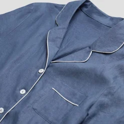 Blueberry Linen Pajama Shirt (Top Only)