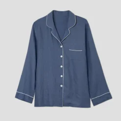 Blueberry Linen Pajama Shirt (Top Only)