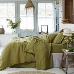 Botanical Green 100% Linen Duvet Cover