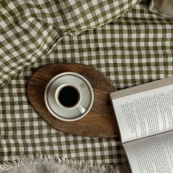 Botanical Green Gingham 100% Linen Flat Sheet