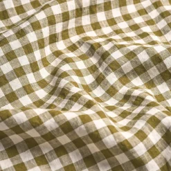 Botanical Green Gingham 100% Linen Pillowcases (Pair)