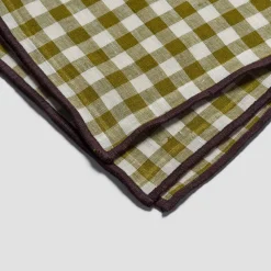 Botanical Green Gingham 100% Linen Napkins Set of 4