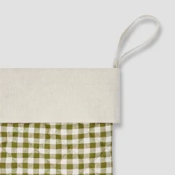 Botanical Green Gingham Christmas Stocking
