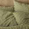 Botanical Green Gingham Linen Blend Pillowcase (Pair)