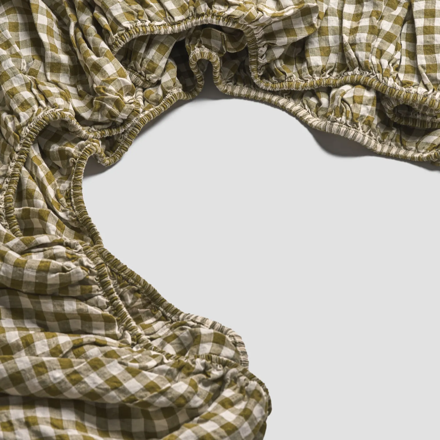 Botanical Green Gingham Linen Blend Fitted Sheet