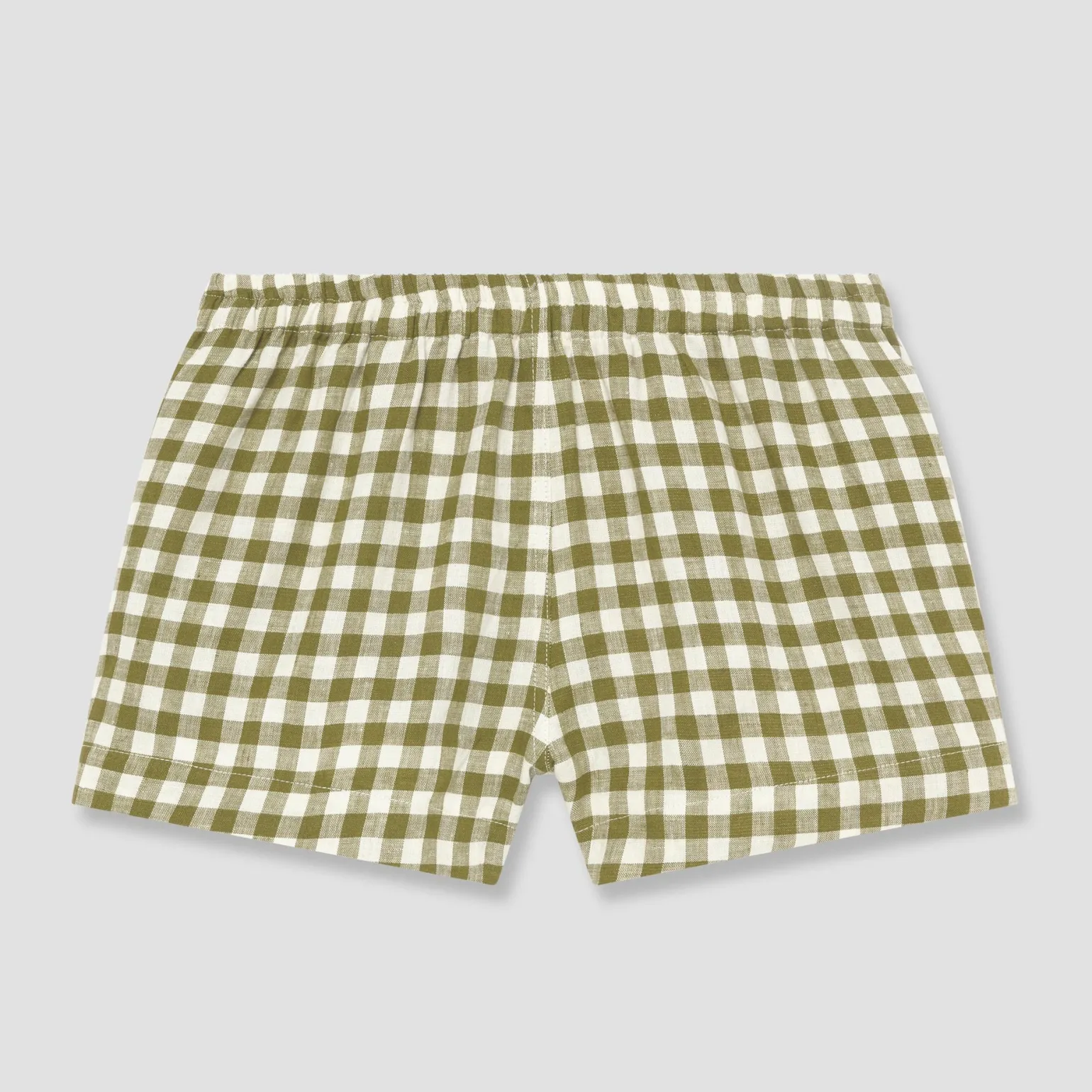 Botanical Green Gingham Linen Pajama Shorts