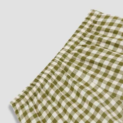 Botanical Green Gingham Linen Pajama Shorts Set