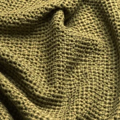 Botanical Green Waffle Cotton Throw
