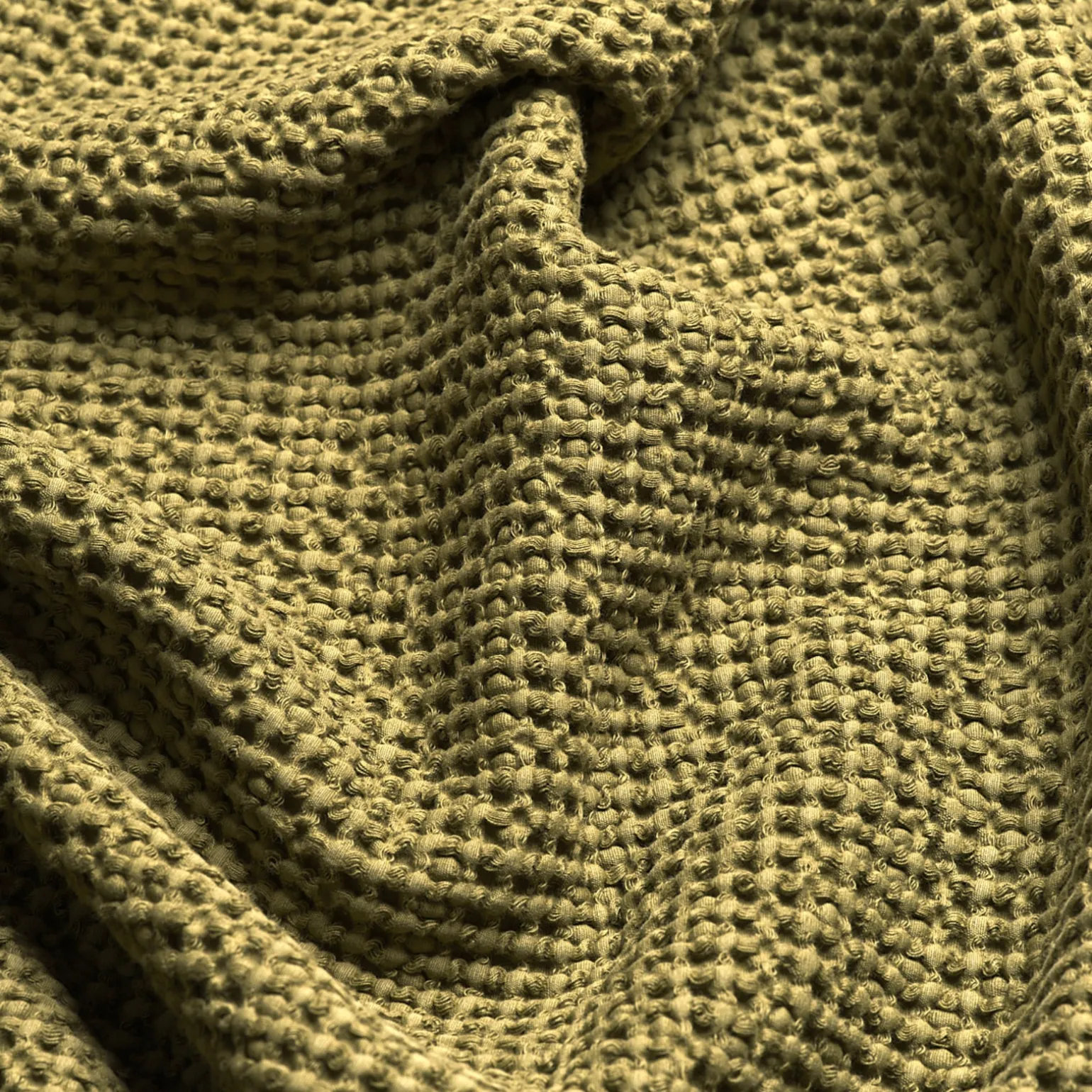 Botanical Green Waffle Cotton Throw