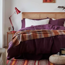 Burnt Orange Plaid Cabin Wool Blanket