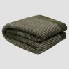 Cedar Green Striped Knitted Throw