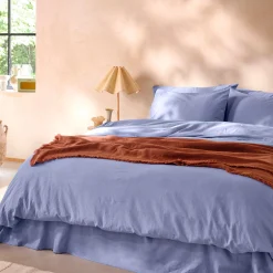 Celeste Blue Linen Blend Duvet Cover
