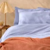 Celeste Blue Linen Blend Pillowcases (Pair)