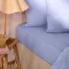 Celeste Blue Linen Blend Fitted Sheet