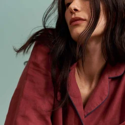 Cherry Linen Pajama Shorts Set