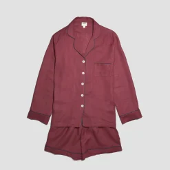Cherry Linen Pajama Shorts Set