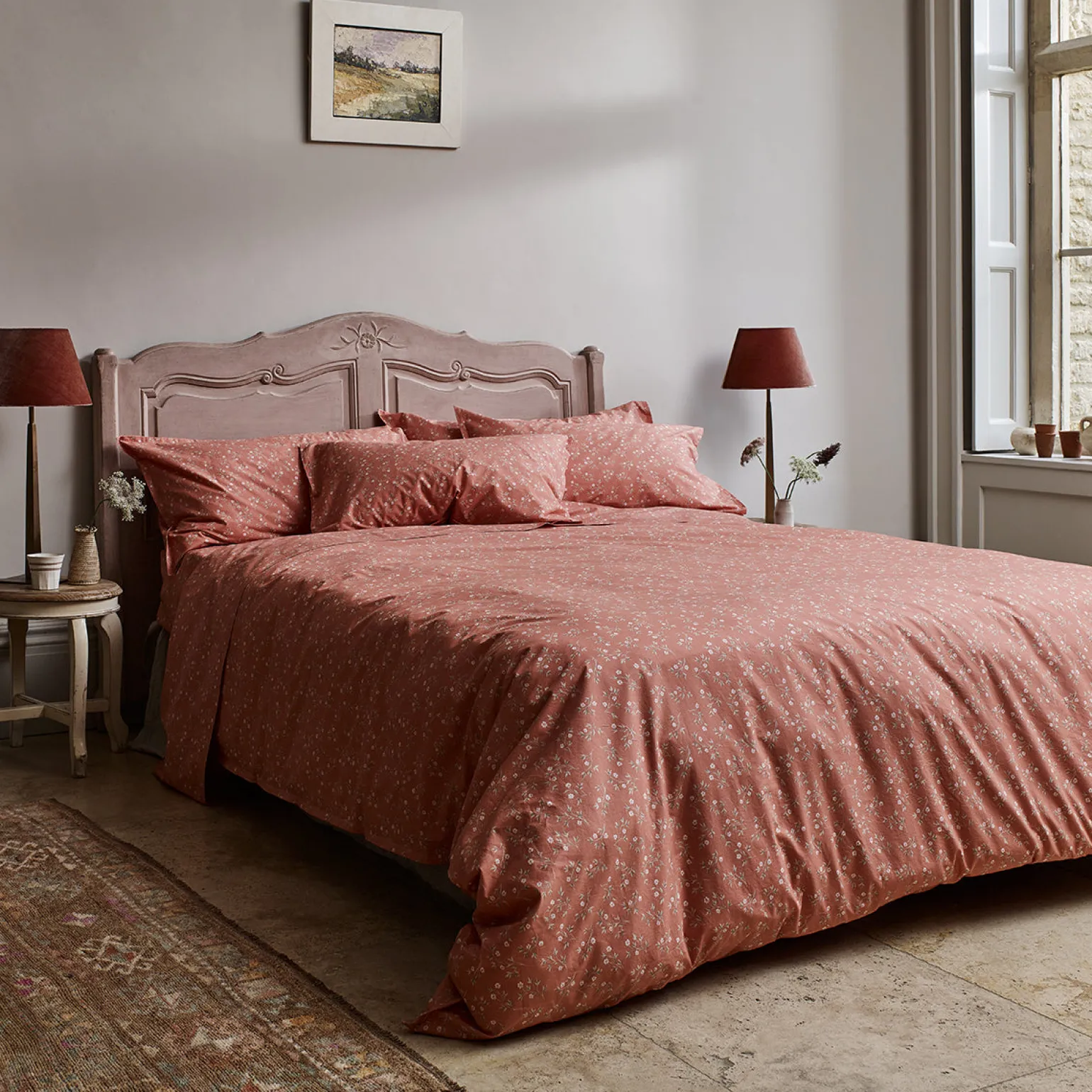 Chestnut Floral Cotton Flat Sheet