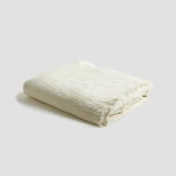 Cream Linen Crinkle Throw