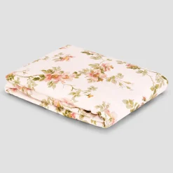 Cream Pastel Field Rose Linen Blend Fitted Sheet