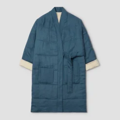 Deep Teal Linen Housecoat
