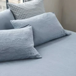 Dusk Blue 100% Linen Fitted Sheet