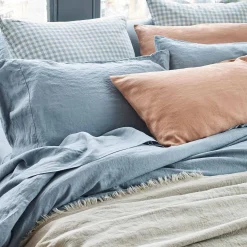 Dusk Blue 100% Linen Pillowcases (Pair)