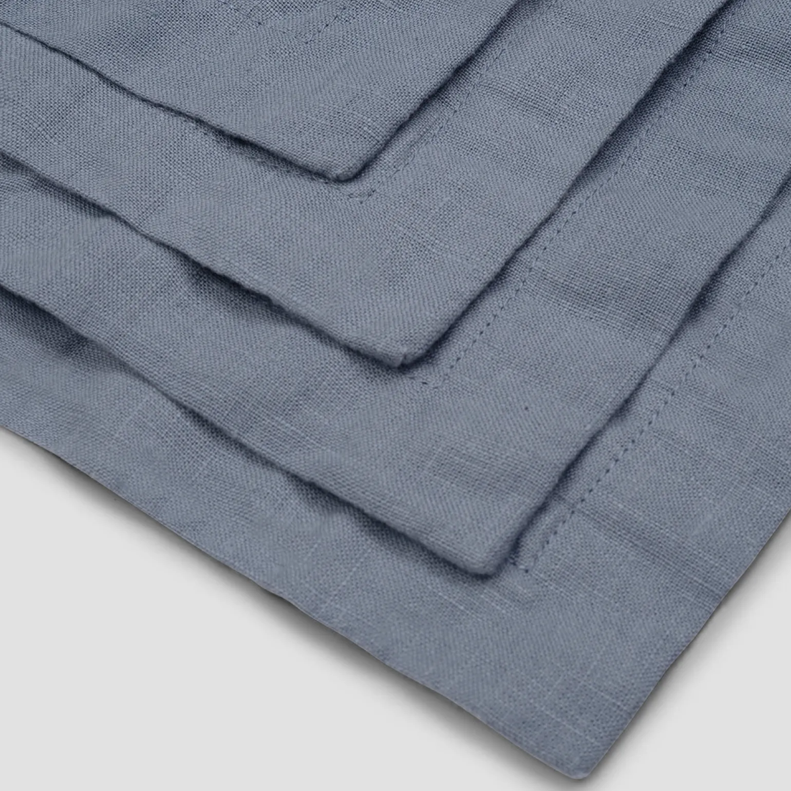 Dusk Blue Embroidered Linen Coasters Set of 4