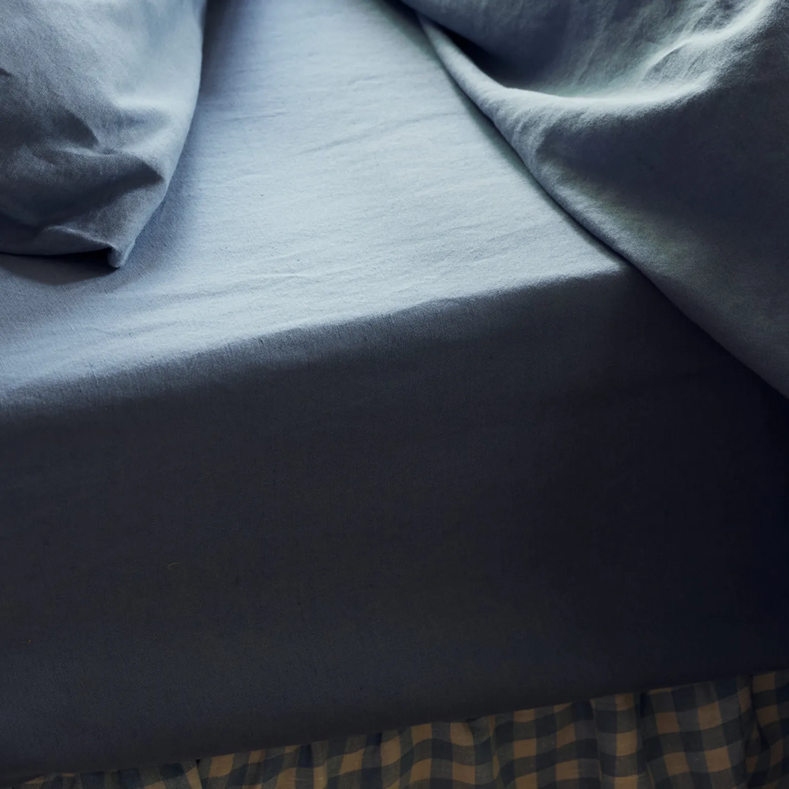 Dusk Blue Linen Blend Fitted Sheet