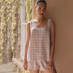 Elderberry Gingham Linen Women's Cami Set
