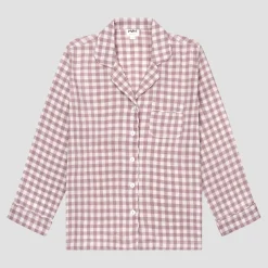 Elderberry Gingham Linen Women's Pajama Shirt