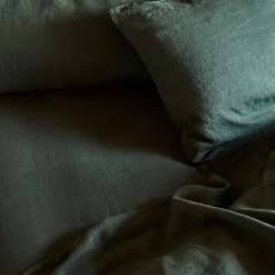 Fern Green 100% Linen Fitted Sheet