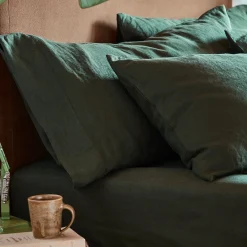Fern Green 100% Linen Pillowcases (Pair)