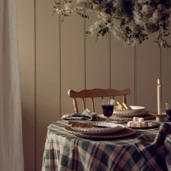 Fern Green Dallington Plaid 100% Linen Tablecloth