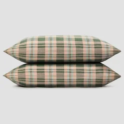 Fern Green Dallington Plaid Linen Blend Pillowcase (Pair)
