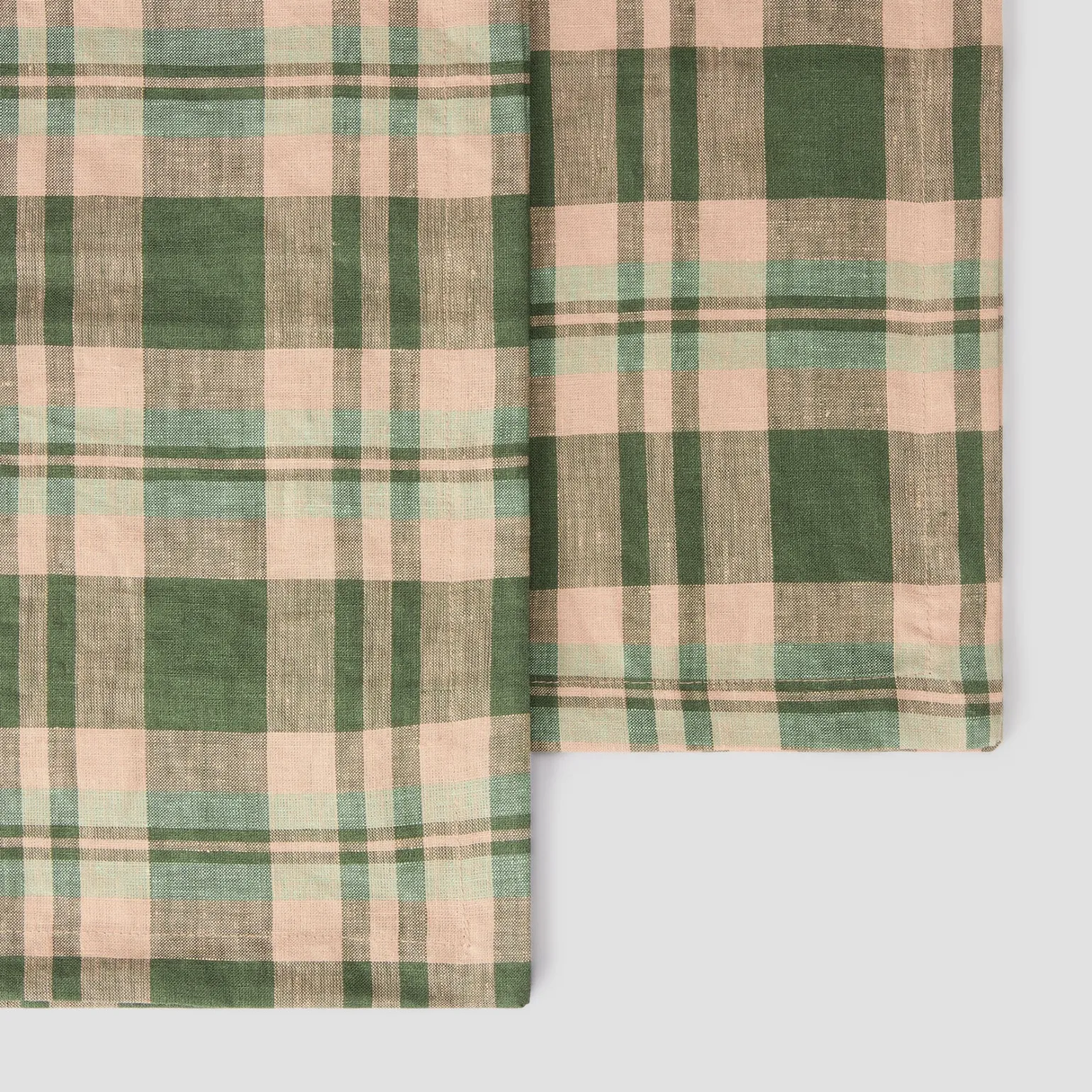 Fern Green Dallington Plaid 100% Linen Napkins Set of 4