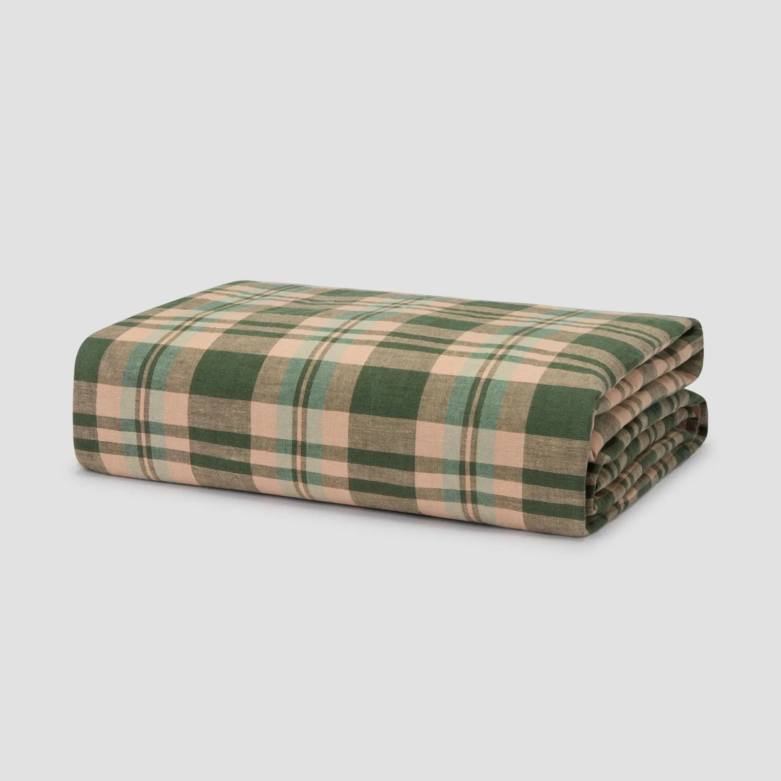 Fern Green Dallington Plaid Linen Blend Duvet Cover