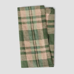 Fern Green Dallington Plaid 100% Linen Napkins Set of 4