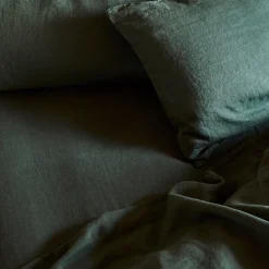 Fern Green Linen Blend Fitted Sheet