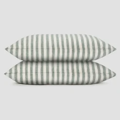 Fern Green Pembroke Stripe Linen Blend Pillowcase (Pair)