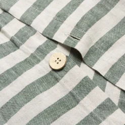 Fern Green Pembroke Stripe Linen Blend Duvet Cover