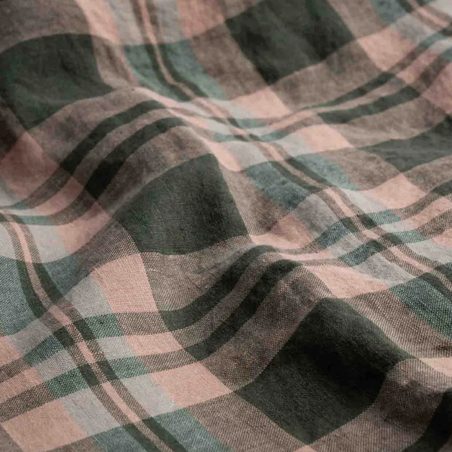 Fern Green Plaid 100% Linen Pillowcases (Pair)