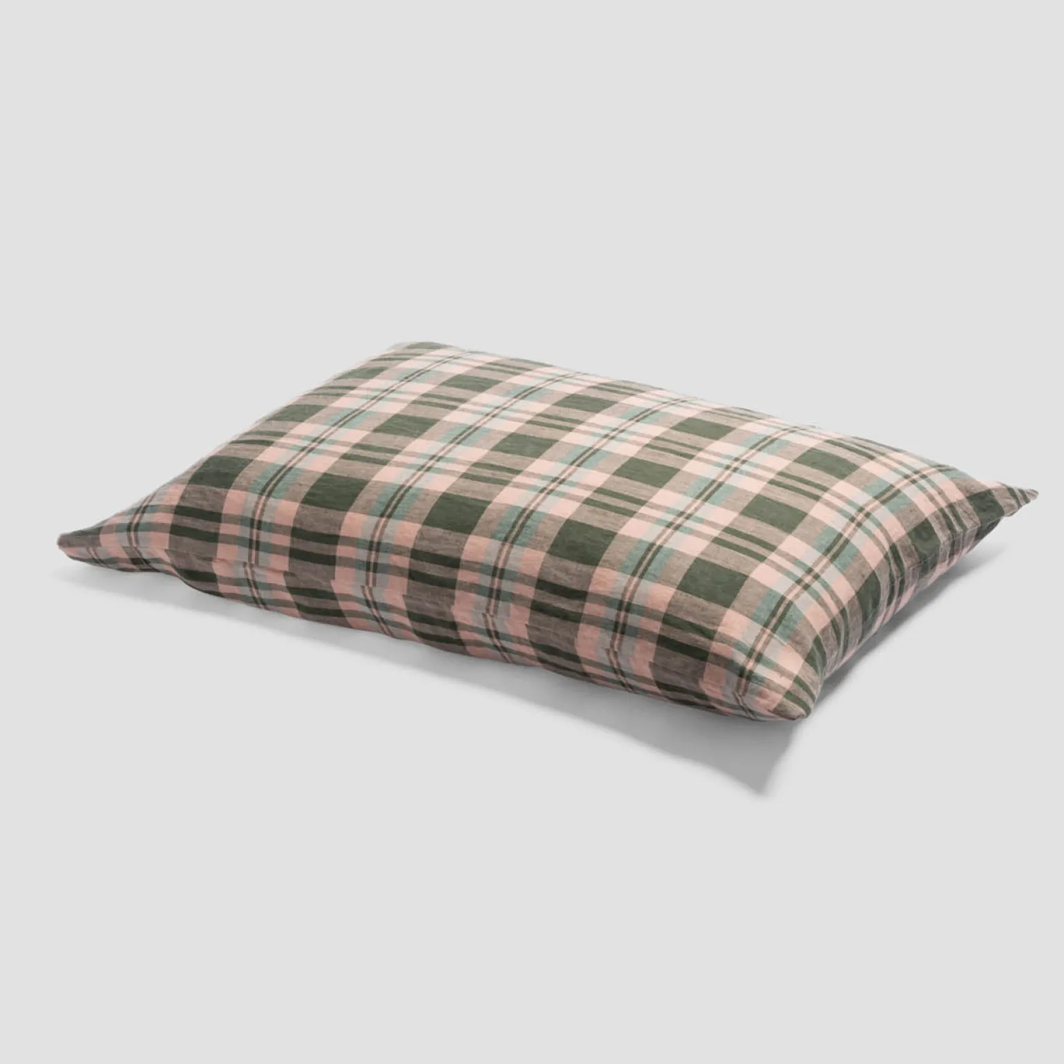 Fern Green Plaid 100% Linen Pillowcases (Pair)